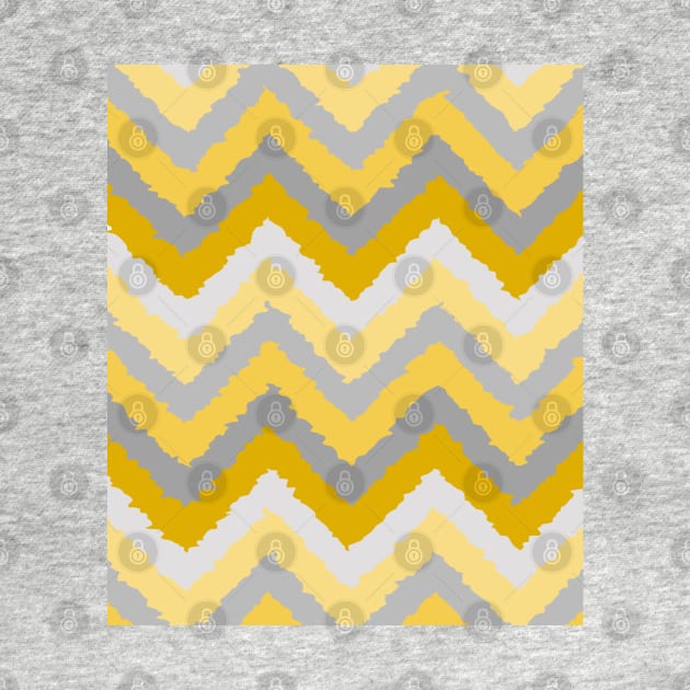 Mustard Yellow and Grey Distorted Chevrons by OneThreeSix